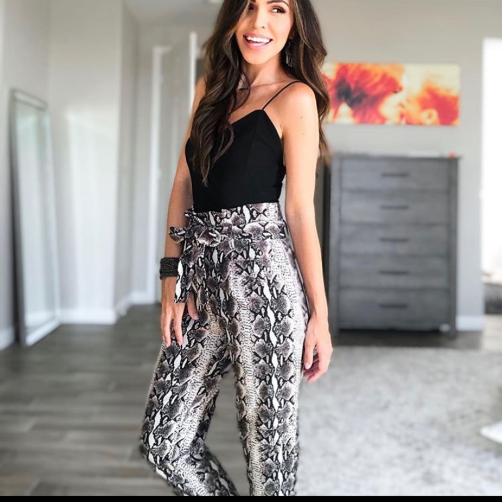 Animal print paper bag pants